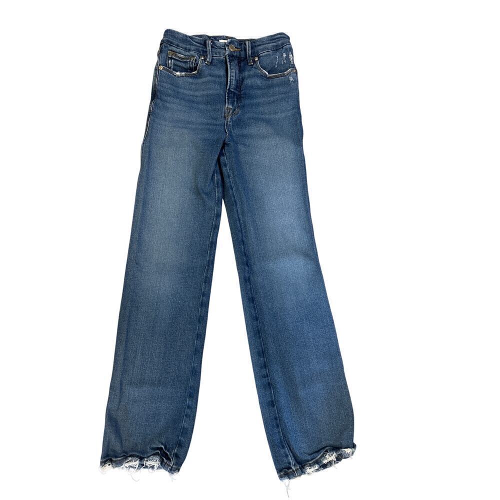 Good American Jeans Women’s Size 00/24 distressed leg openings casual denim